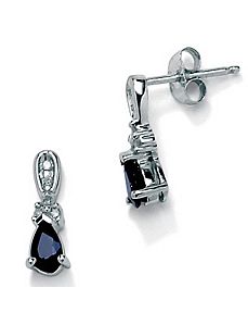 Blue Sapphire 10k Gold Earrings by PalmBeach Jewelry