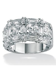 Cubic Zirconia Platinum/SS Ring by PalmBeach Jewelry