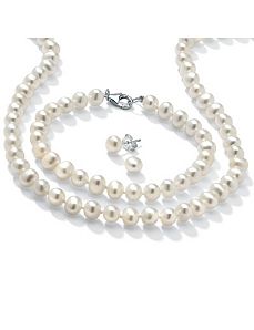 3-Piece Freshwater Pearl SS Set by PalmBeach Jewelry