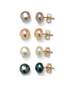 4-Piece Pearl 10k Earring Set by PalmBeach Jewelry