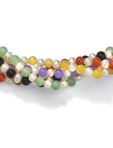 Jade/Pearl Necklace 18" by PalmBeach Jewelry