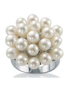 Cultured Pearl Silver Ring by PalmBeach Jewelry
