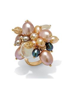 Freshwater Pearl 18k/SS Ring by PalmBeach Jewelry