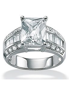 Cubic Zirconia Platinum/SS Ring by PalmBeach Jewelry