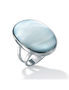 Blue Mother-Of-Pearl Silver Ring by PalmBeach Jewelry