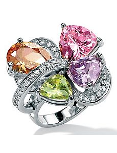 Multi-Colorcubic zirconia SS Ring by PalmBeach Jewelry