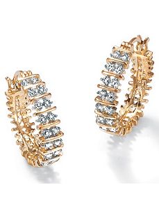 Dia. Acc. 18k/SS Hoop Earrings by PalmBeach Jewelry