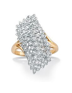 Diamond Cluster 18k/SS Ring by PalmBeach Jewelry