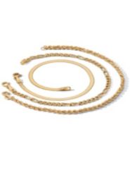 3-Piece 18k/SS Anklet Set by Palm Beach Jewelry
