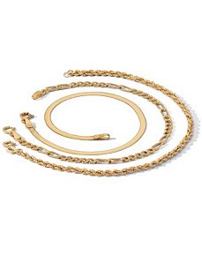 3-Piece 18k/SS Anklet Set by PalmBeach Jewelry