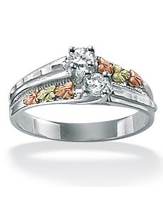12k Gold/SS Black Hills Leaf Ring by PalmBeach Jewelry