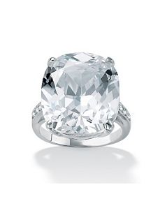 Faceted Cubic Zirconia Silver Ring by PalmBeach Jewelry