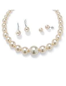 2-Piece Sim. Pearl Set by PalmBeach Jewelry