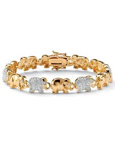 18k/SS Elephant Bracelet 8" by PalmBeach Jewelry