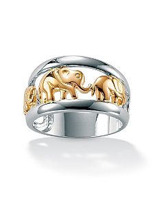 Silver Tutone Elephant Ring by PalmBeach Jewelry