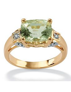 Green Amethyst 18k/SS Ring by PalmBeach Jewelry