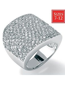 Cubic Zirconia Platinum/SS Pave Ring by PalmBeach Jewelry