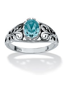 Antiqued Silver Birthstone Ring by PalmBeach Jewelry