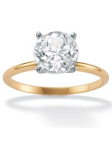 White Topaz 10k Gold Solitaire Ring by PalmBeach Jewelry