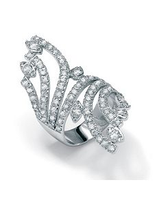 Cubic Zirconia Silver Crossover Ring by PalmBeach Jewelry