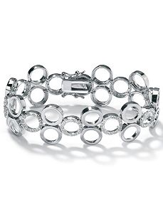 Cubic Zirconia Circle Platinum/SS Bracelet by PalmBeach Jewelry