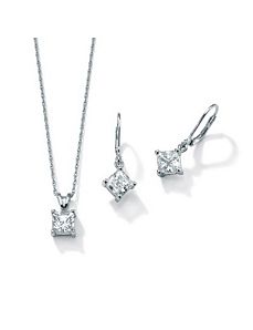 Cubic Zirconia Platinum/SS Fashion Set by PalmBeach Jewelry