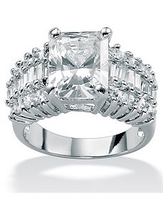 Cubic Zirconia Platinum/SS Fashion Ring by PalmBeach Jewelry