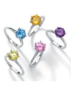 5-Piece cubic zirconia Solitaire Ring Set by PalmBeach Jewelry