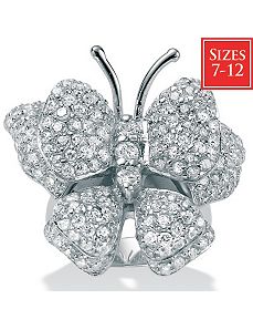 Cubic Zirconia Silver Butterfly Ring by PalmBeach Jewelry