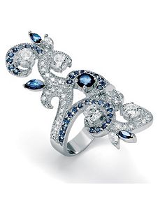 Cubic Zirconia Sterling Silver Elongated Ring by PalmBeach Jewelry