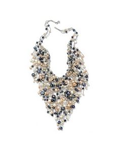 Multi-Colored Pearl Bib Necklace by PalmBeach Jewelry