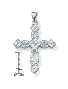 Cubic Zirconia Silver Cross Pendant by PalmBeach Jewelry