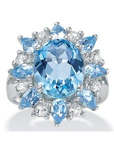 Blue/White Topaz Silver Ring by PalmBeach Jewelry