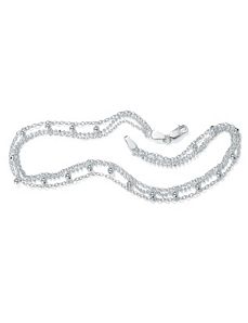 Silver 3-Strand Ankle Bracelet 10" by PalmBeach Jewelry