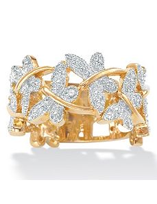 Dia. Acc. 18k/SS Butterfly Ring by PalmBeach Jewelry