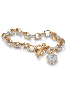 Heart Charm Bracelet 7 1/4" by PalmBeach Jewelry