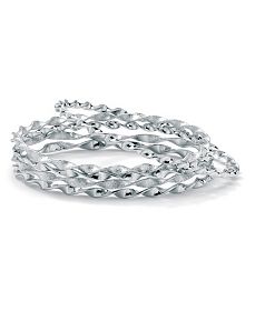 5-Piece Silvertone Bangle Set 9" by PalmBeach Jewelry