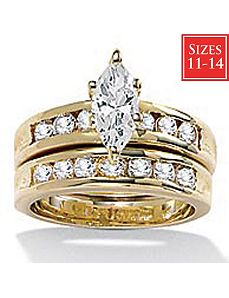 2-Piece cubic zirconia Wedding Ring Set by PalmBeach Jewelry