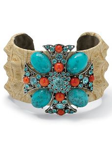Crystal Cross Cuff Bracelet 7 1/2" by PalmBeach Jewelry