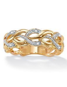 Diamond Acc. 18k/SS Braided Band by PalmBeach Jewelry