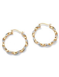 Diamond Acc. 18k/SS Earrings by PalmBeach Jewelry