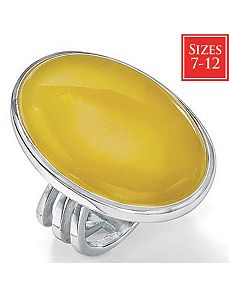 Yellow Jade Silver Ring by PalmBeach Jewelry