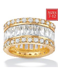 Cubic Zirconia 18k/SS Eternity Band by PalmBeach Jewelry