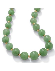 Green Jade 10k Beaded Necklace 18" by PalmBeach Jewelry