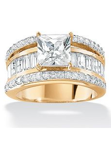 Cubic Zirconia 18k/SS Ring by PalmBeach Jewelry