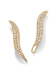 Cubic Zirconia 18k/SS Ear Pins&reg; by PalmBeach Jewelry