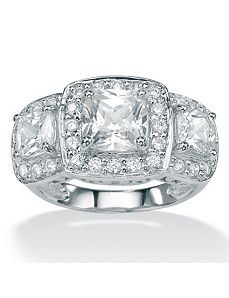 Cubic Zirconia Plat/SS Ring by PalmBeach Jewelry
