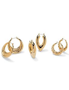 3-Piece Hoop Earring Set by PalmBeach Jewelry