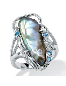 Biwa Pearl Silver Ring by PalmBeach Jewelry