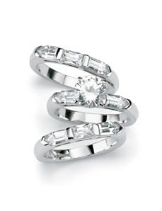 3-Piece Cubic Zirconia Silver Bridal Set by PalmBeach Jewelry